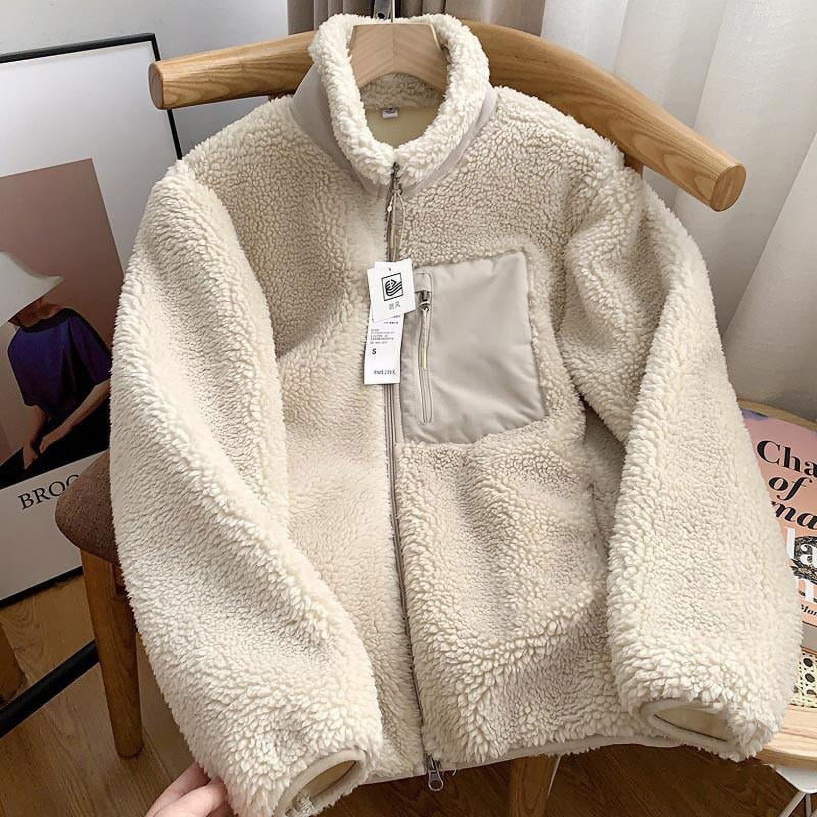 Winter Men's Jacket Japan Style Cargo Spliced Lamb Wool Thick Parkas Workwear Large Pocket Padded Coat Oversized Hooded Top