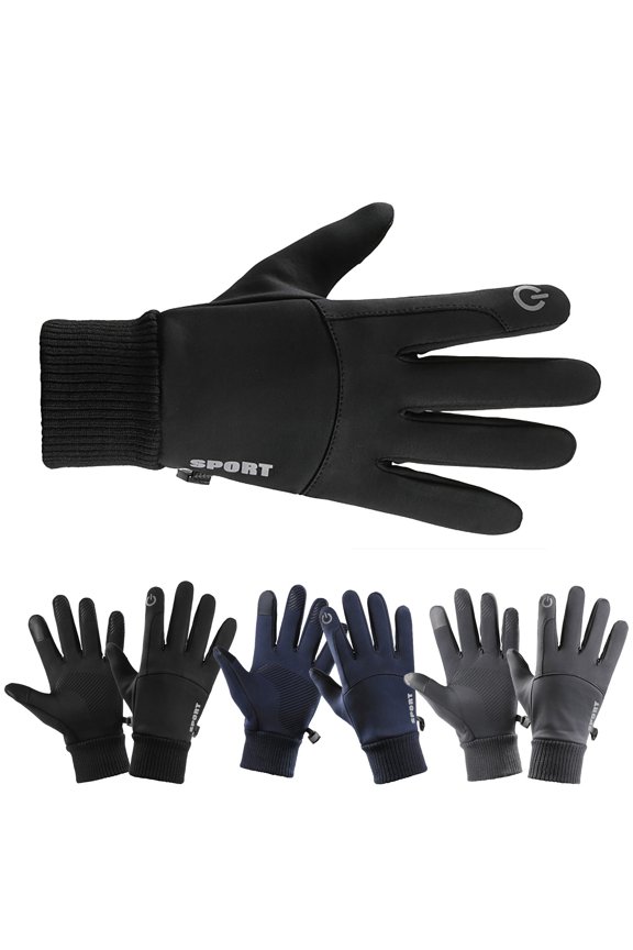 Autumn Winter Fleece Warm Full Finger Gloves, Windproof Cold Resistant Outdoor Sports Riding Motorcycle Hand Protectors
