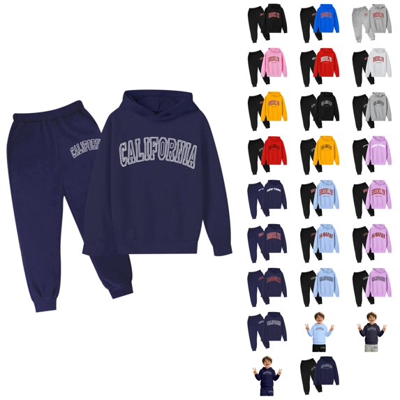 Autumn Winter Girls' 2-Piece Hoodie Pullover & Sweatpants Set – Long Sleeve Casual Outfit with Letter Print, Hooded Toddler Fall Winter Wear