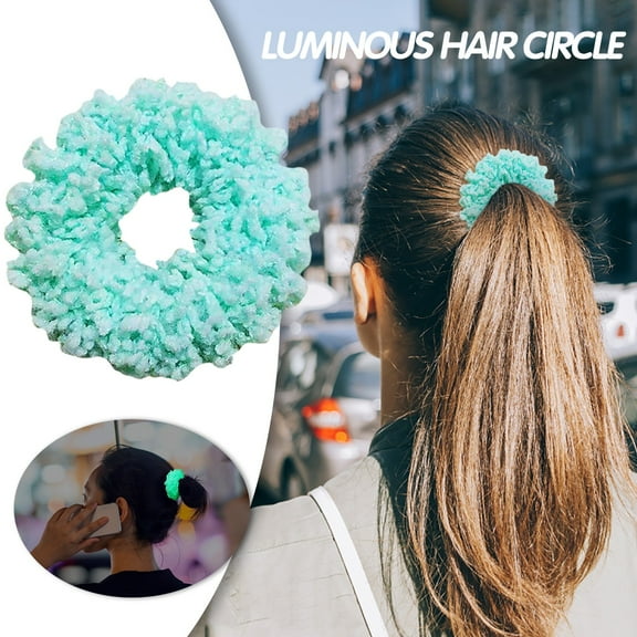 Autumn and Winter Hairy Luminous Hair Circle - Elastic Fashion Fluorescent Rope Circle, Glow-in-the-Dark, Birthday Gift, Christmas Halloween Headdress, Perfect Christmas Gift for P Makeup Organizers