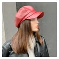 Autumn Winter Hats Fashion Women Solid Color Leather Octagonal Newsboy