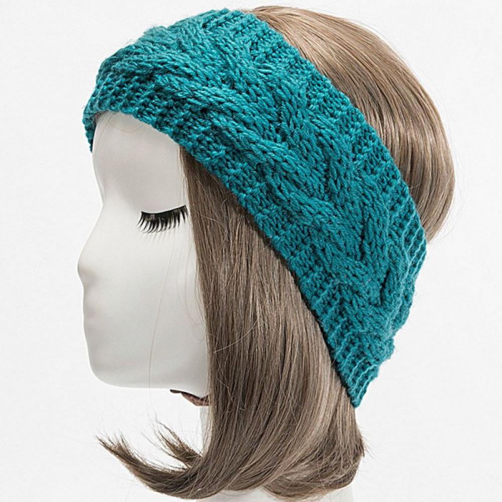 Blue Cable Knit Woolen Headband Earwarmer for Men