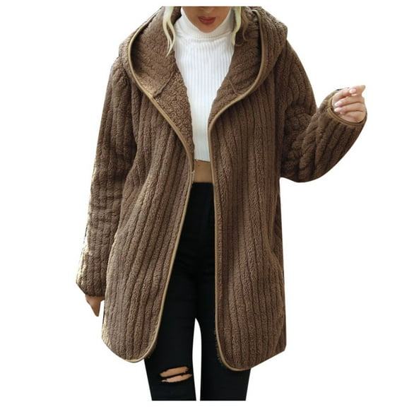 Autumn Winter Hooded Oversized Reversible Cardigan Open Front Jacket