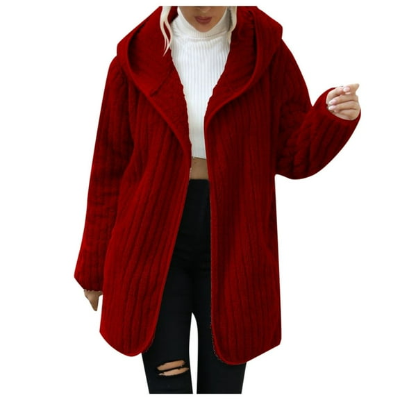 Autumn Winter Hooded Oversized Reversible Cardigan Open Front Jacket