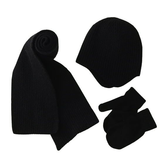 Autumn Winter Knitted Thickened Wool Men's Women's Warm Hat Scarf And Glove Three Pieces