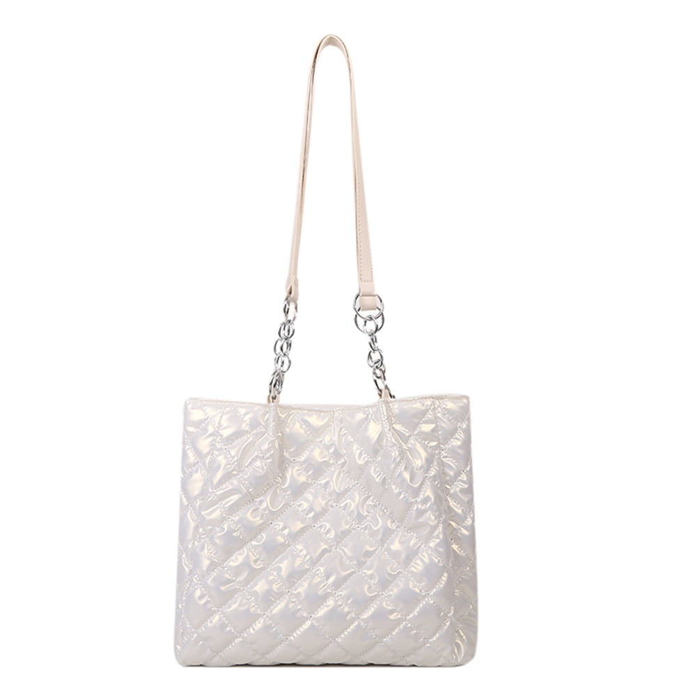 Solid Quilted Chain Satchel Bag