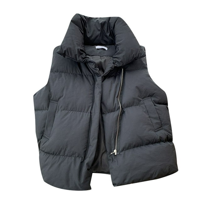 Autumn Winter Ladies New Design Oversized Solid Puff Padded Vest Orally ...