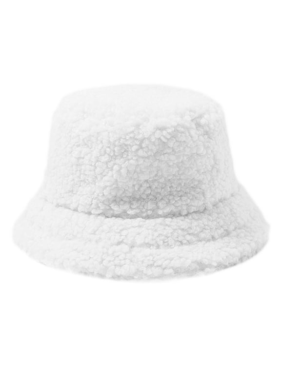 Autumn Winter Lamb Wool Plush Hat Outdoor Trend Fisherman Cap for Women Color Casual Winter Warm Fluffy Bucket Hat