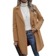 thumbnail image 1 of Autumn Winter Lapel Solid Color Long Sleeve Women Button Wool Jacket Coat, 1 of 5