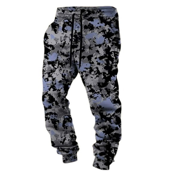 Autumn Winter Men Digital Print Loose Fit Lined Drawstring Jogger Pants with Ankles for Casual Comfort Sweatpants for Men Plus Size Elastic Waist Joggers Sports Pants