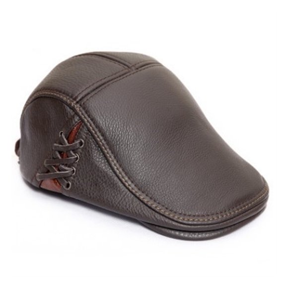 Autumn Winter Men's Beret Genuine Leather Hat Fashion Cowhide Warm Tongue Caps For Men Flat Cap ,Fashion