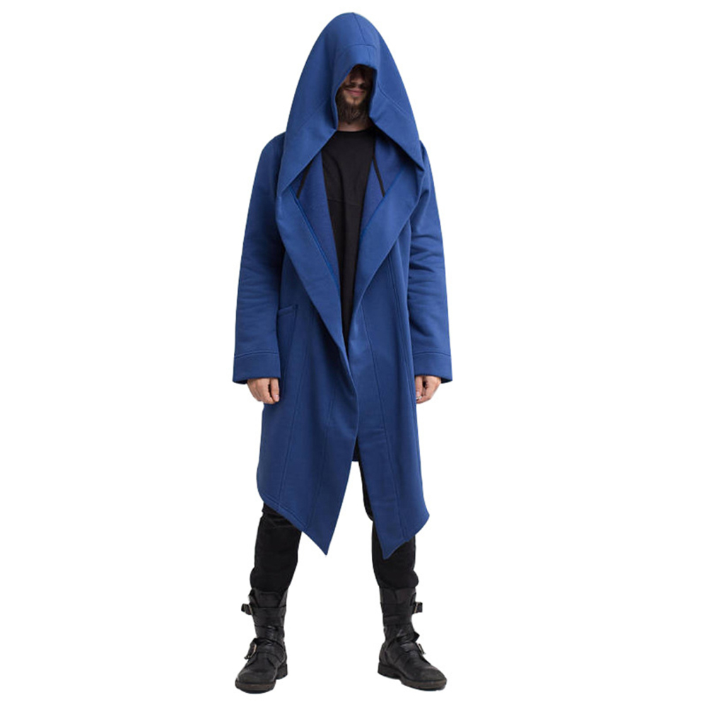 Autumn Winter Men's Long Sleeve Clothing Sweatshirt Hoodie Men Hooded  Cardigan Loose Cloak Outerwear Men's Knee Length Long Cardigan Blue L -  Walmart.com