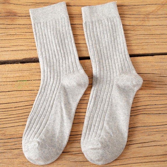 Autumn/Winter Mid-calf Sock for Women Thicken Warm Merino Wool Classic Solid Color Rib Sock High Quality Loose Crew Fashion Japanese Korea Sock