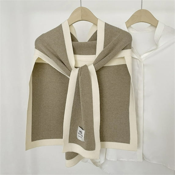 Autumn And Winter New Knitted Small Shawl Versatile Splicing Color Contrasting Warm Outer Small Shoulder Knotting Scarf Oversized Mens Scarf Female Winter Scarf Animal Print Scarf Wide Head Wraps for