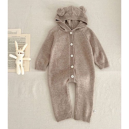 Autumn Winter Newborn Baby Boys Girl Knitted Jumpsuit Solid Color
