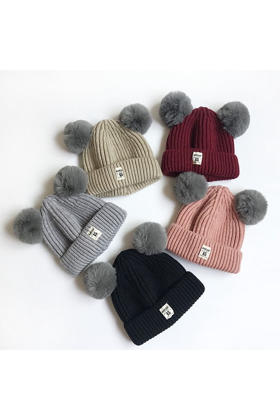 Autumn Winter Newborn Infant Baby Girl Boys Warm Para Bebe Hat Cotton Ball Knitted Beanies Pompom Caps ,0-2Y