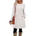 thumbnail image 1 of Autumn Winter Office Women Dresses 2025 Women's Clothing Casual Button Long Sleeve Medium Long Styles Loose Simplicity Dress Date Night Streetwear Vestidos Khaki XL, 1 of 6