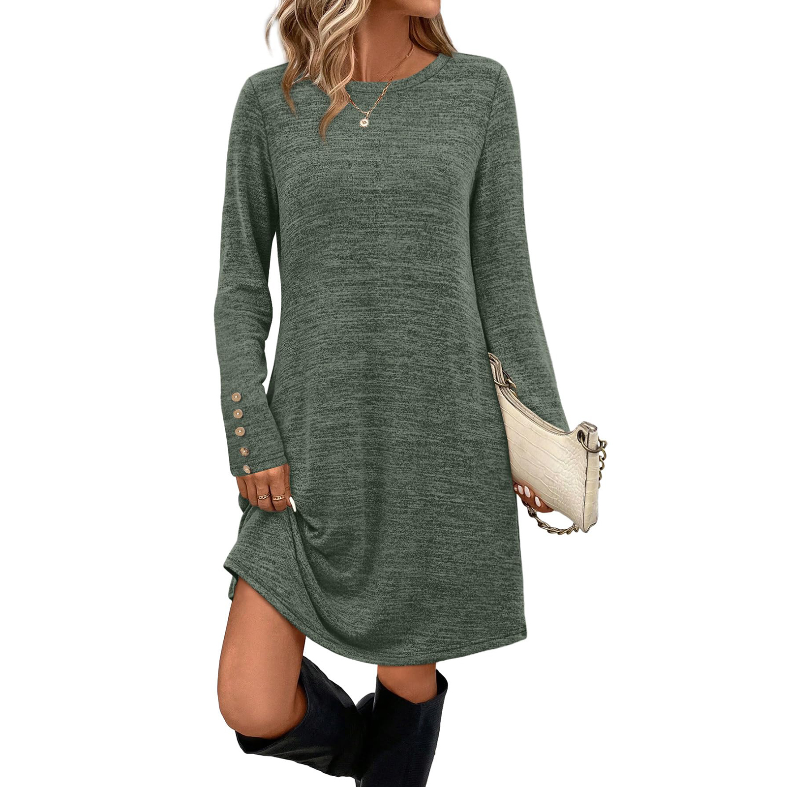 autumn winter dresses Office Women 2025 Women's Clothing Casual Button Long Sleeve Medium Long Styles Loose Simplicity Dress Date Night Streetwear Vestidos Mint Green 2XL Thoughtfully designed for plus Girls Princess Dresses Lipsticks For Blue Dress Size:3X-Large 24