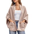 thumbnail image 1 of Autumn/ Winter Open Front Casual Solid Color Women's Loose Knitted Cardigan, 1 of 6