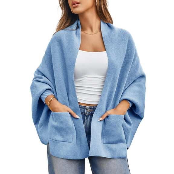 Autumn/ Winter Open Front Casual Solid Color Women's Loose Knitted Cardigan
