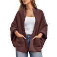thumbnail image 1 of Autumn/ Winter Open Front Casual Solid Color Women's Loose Knitted Cardigan, 1 of 6