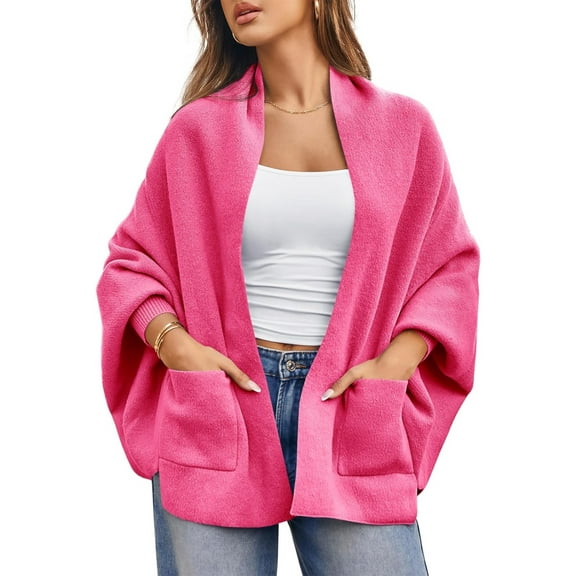 Autumn/ Winter Open Front Casual Solid Color Women's Loose Knitted Cardigan