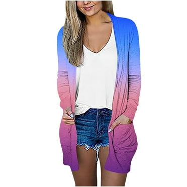 Autumn And Winter Savings Clearance! Cardigans For Women Plus Size Cover Up Lightweight Casual Solid Blouses Open Front Cardigan With Pockets Long Sleeve Round Neck Floral Printed Cardigan Jacket Top