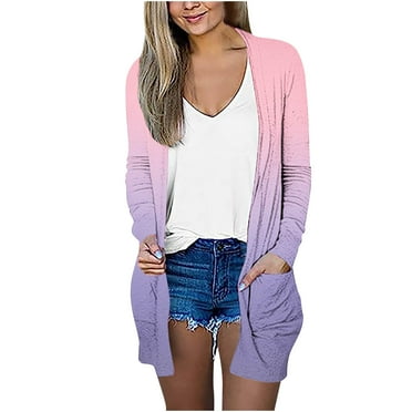 Autumn And Winter Savings Clearance! Cardigans For Women Plus Size Cover Up Lightweight Casual Solid Blouses Open Front Cardigan With Pockets Long Sleeve Round Neck Floral Printed Cardigan Jacket Top