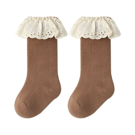 Autumn Winter Socks Baby Boy Girls Toddlers Indoor Solid Slipper Shoes Antislip Socks Booties First Walkers Lace Ruffle Socks