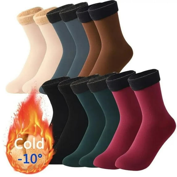 Autumn Winter Socks for Women Thickened Fleece Lined Cold-Proof Warm Self-Heating Snow Socks Unisex Floor Socks Mid-Calf Socks(Multicolor)