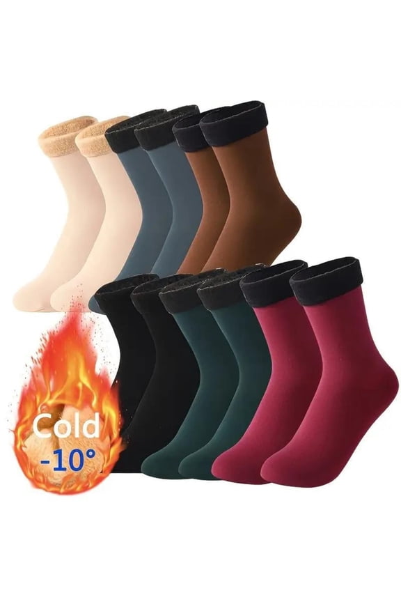Autumn Winter Socks for Women Thickened Fleece Lined Cold-Proof Warm Self-Heating Snow Socks Unisex Floor Socks Mid-Calf Socks(Multicolor)
