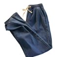 thumbnail image 1 of Autumn Winter Soft Jeans Casual Men‘s Pants Thick Loose Straight Drawstring Elastic Waist Korea Casual Trousers 4XL, 1 of 7