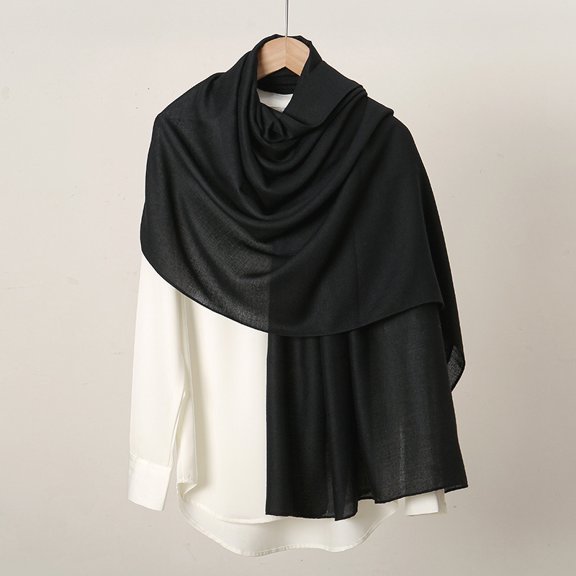 Autumn Winter Solid Color Simple Versatile Cotton Linen Scarf for Women Ethnic Style Monochrome Long Scarf