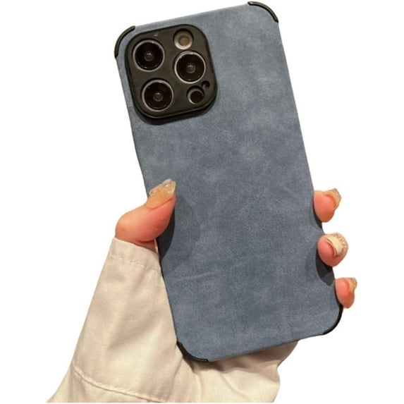 Autumn and Winter Solid Colour Imitation Lambskin Phone case, Lens Full Package Protection, Soft Touch, for iPhone 15 14 13 12 11 Pro Max Plus XS XR 7 8 Phone Case (Blue,iPhone 11)