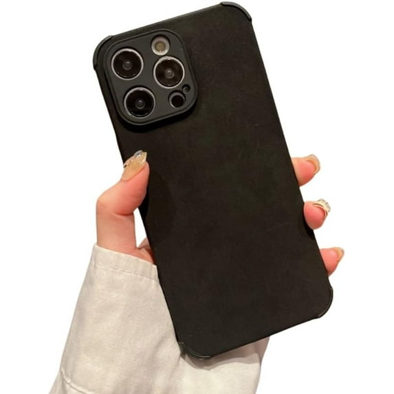 Autumn and Winter Solid Colour Imitation Lambskin Phone case, Lens Full Package Protection, Soft Touch, for iPhone 15 14 13 12 11 Pro Max Plus XS XR 7 8 Phone Case (Black,iPhone 12)