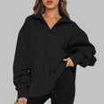 thumbnail image 1 of Autumn Winter Sweatshirts for Women Pull-up Oversize Fit Solid Color Womens Hoodies with Long Sleeves V Neck Breathable Athleisure Casual Cozy Workout Streetwear, 1 of 7