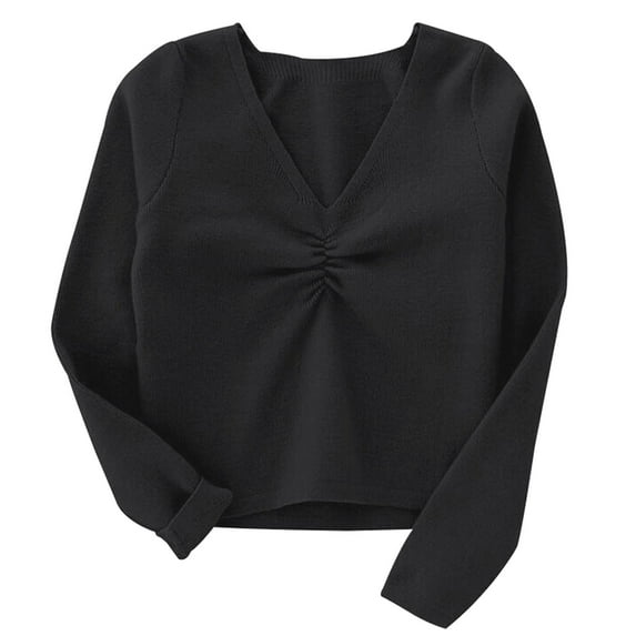 Autumn Winter Toddler Girls Long Sleeve Warm Solid Color Blouse Ballet Wrap Tops Velvet Dance Sweater Black 3 Years-4 Years