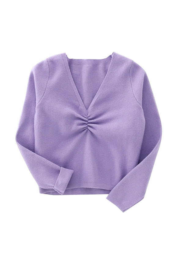 Autumn Winter Toddler Girls Long Sleeve Warm Solid Color Blouse Ballet Wrap Tops Velvet Dance Sweater Purple 3 Years-4 Years
