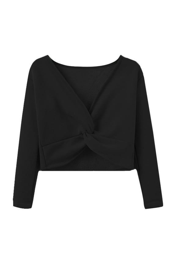 Autumn Winter Toddler Girls Tshirt Ballet Wrap Tops Velvet Dance Sweater Long Sleeve Warm Solid Color Tops