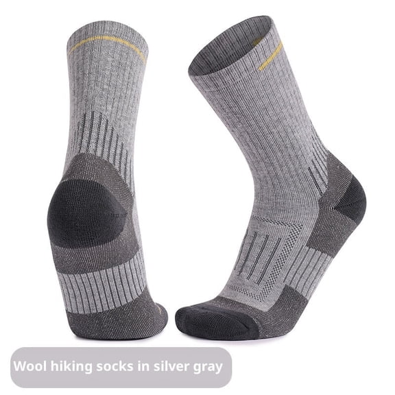 Mid-Calf Merino Wool Socks, Autumn Winter Men's Outdoor Thickened Hiking Warm Towel Bottom