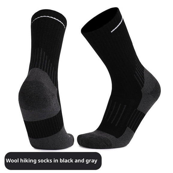Mid-Calf Autumn Winter Merino Wool Socks, Men's Outdoor Sports Hiking Thickened Warm Towel Bottom