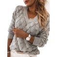 thumbnail image 1 of Autumn Winter V-Neck Hollow-Up Pattern Knit Sweater Pullovers, 1 of 2