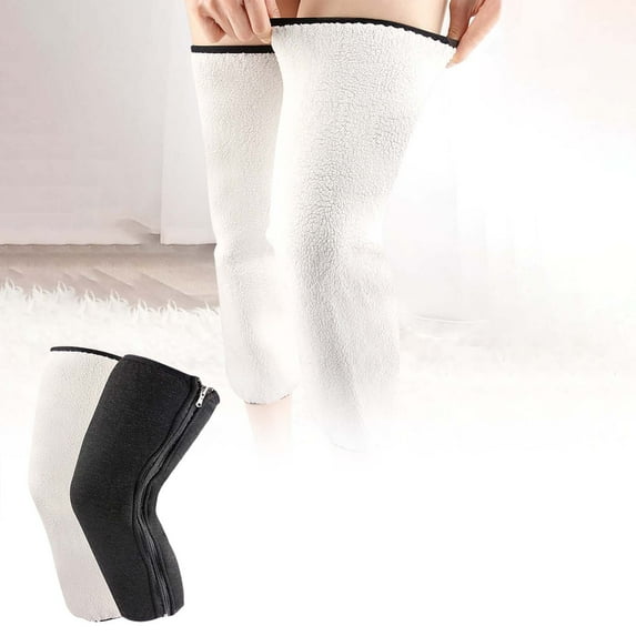 Autumn Winter Velvet Enveloping Sheepskin Double Layer Thickened Knee Warmers Leg Zippered Support Sleeves