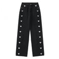 thumbnail image 1 of Autumn Winter Vintage Heart Shape Printing Jeans Y2K Harajuku Wide Leg Pants Women Loose Straight Denim Pants Fashion Trousers-Black-S, 1 of 7