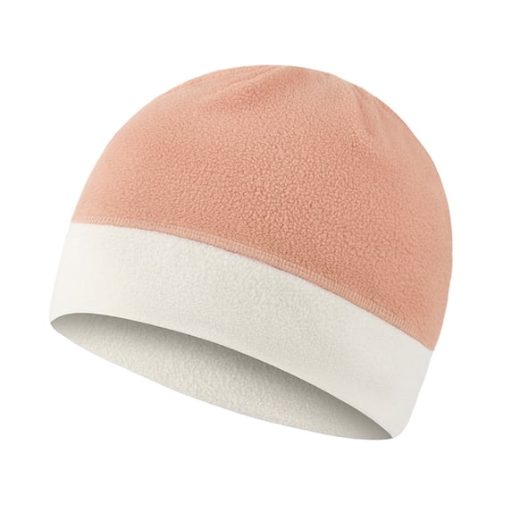 Autumn Winter Warm Hat Color-block Soft Elastic Beanie Caps Women Men Fashion Winter Cycling Hat Windproof Outdoor Sports Beanie for Skiing Hiking Mountaineering-Caramel
