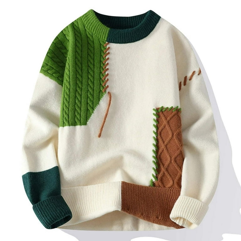 Casual Daily Solid Color Patchwork Weave Turtleneck Sweaters Casual Daily Solid Color Patchwork Weave Turtleneck Sweaters