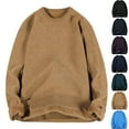 thumbnail image 1 of Autumn Winter Warm Sweaters for Men Solid Color Round Neck Long Sleeve Shirt Sweaters Fleece-Lined Thermal Top Cozy Mens Sweater for Winter M-XXXL Plus Size Available, 1 of 9