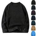 thumbnail image 1 of Autumn Winter Warm Sweaters for Men Solid Color Round Neck Long Sleeve Shirt Sweaters Fleece-Lined Thermal Top Cozy Mens Sweater for Winter M-XXXL Plus Size Available, 1 of 4