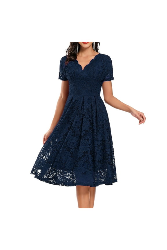 Autumn And Winter Wedding Party Dress Retro Slim Ladies Formal Dresses Lace Mesh Dress And Evening Dresses Womens Petite Dresses Formal Dresses for Wedding Guest Fall High Neck Evening Gowns for Women
