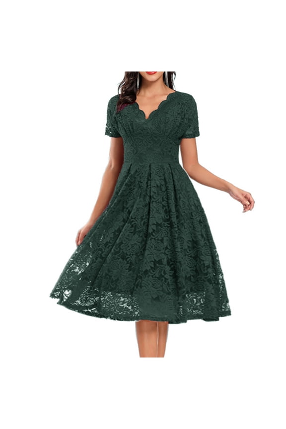 Autumn And Winter Wedding Party Dress Retro Slim Ladies Formal Dresses Lace Mesh Dress And Evening Dresses Womens Petite Dresses Formal Dresses for Wedding Guest Fall High Neck Evening Gowns for Women